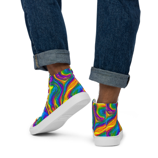 Men's High Top Canvas Shoes - Electric Aurora