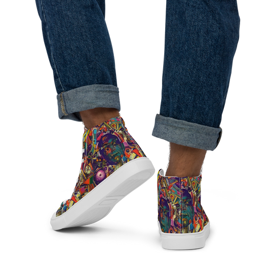 Men's High Top Canvas Shoes - Cosmic Collage