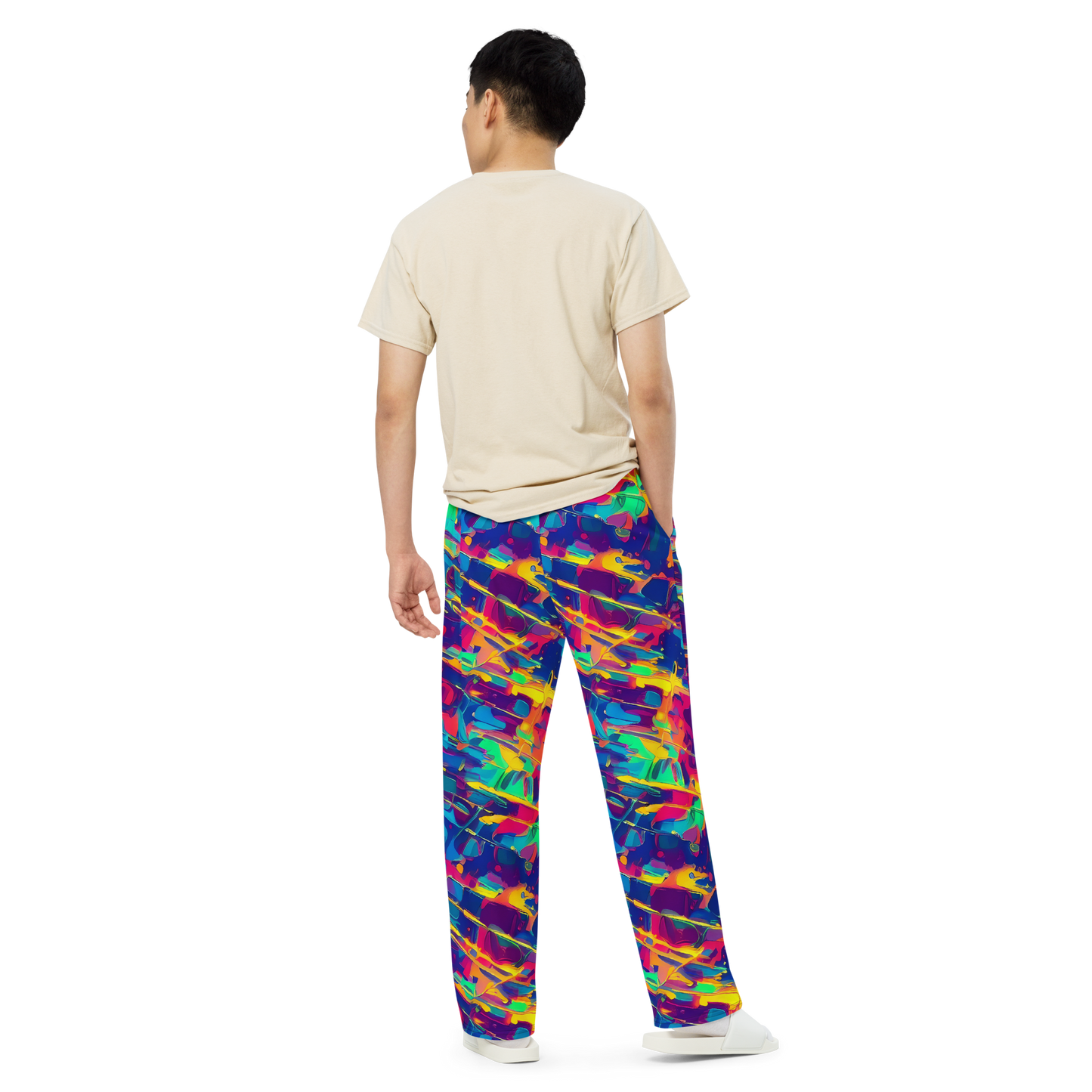 Wide-Leg Pants - Spectrum Streaks