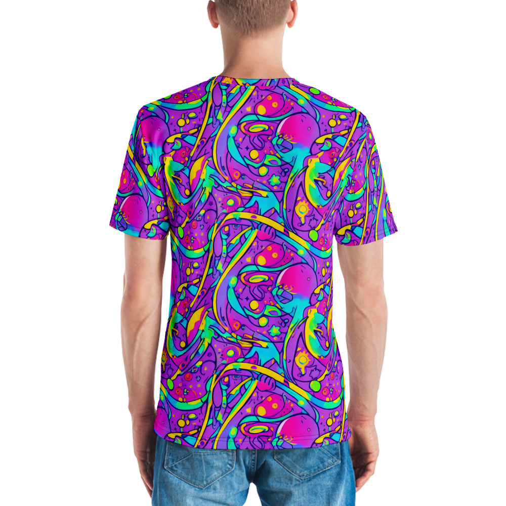 Men's Crew Neck T-Shirt - Neon Galaxy Whirl