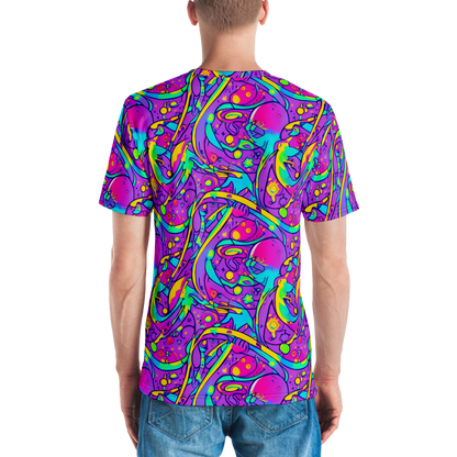 Men's Crew Neck T-Shirt - Neon Galaxy Whirl