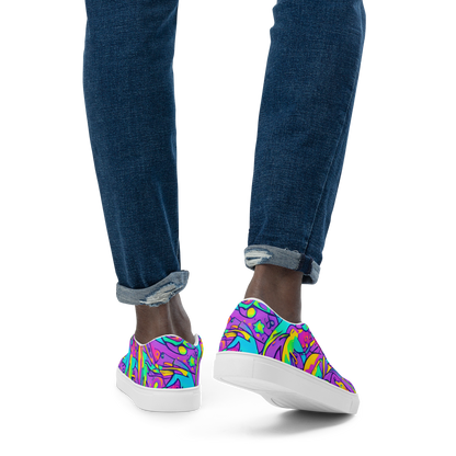 Men's Slip-On Canvas Shoes - Neon Galaxy Whirl