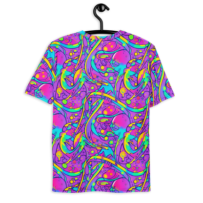 Men's Crew Neck T-Shirt - Neon Galaxy Whirl