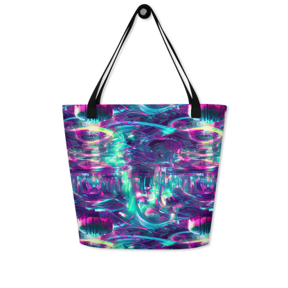 Large Tote Bag w/ Pocket - Synthwave Surge