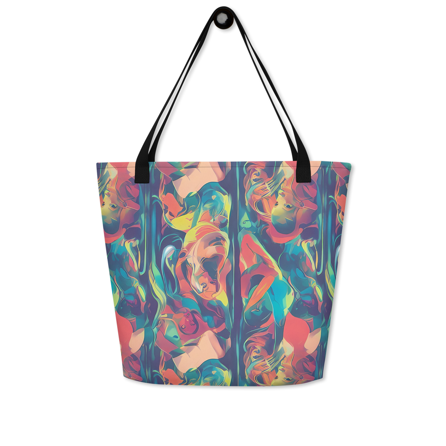 Large Tote Bag w/ Pocket - Neon Aurora