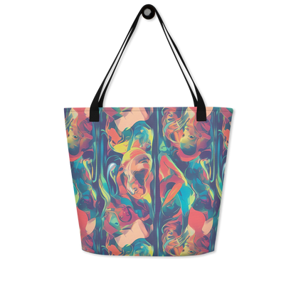 Large Tote Bag w/ Pocket - Neon Aurora