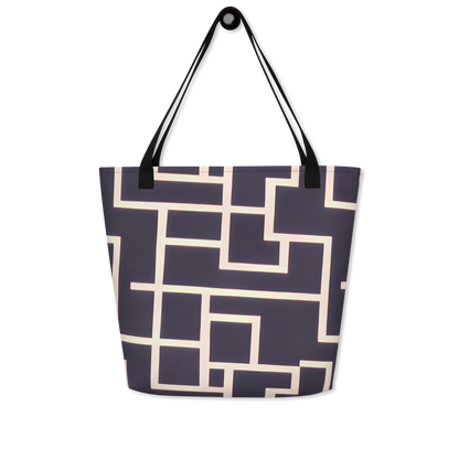 Large Tote Bag w/ Pocket - Gilded Gridlock