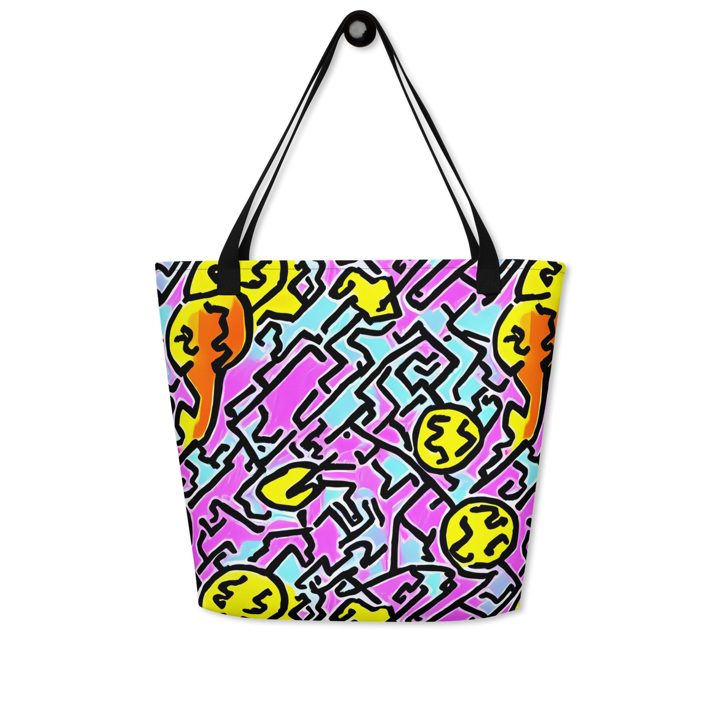 Large Tote Bag w/ Pocket - Punk Doodles