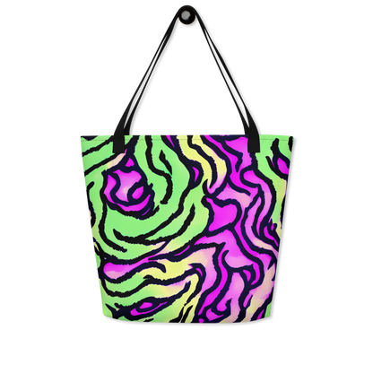 Large Tote Bag w/ Pocket - Mintchine Maze