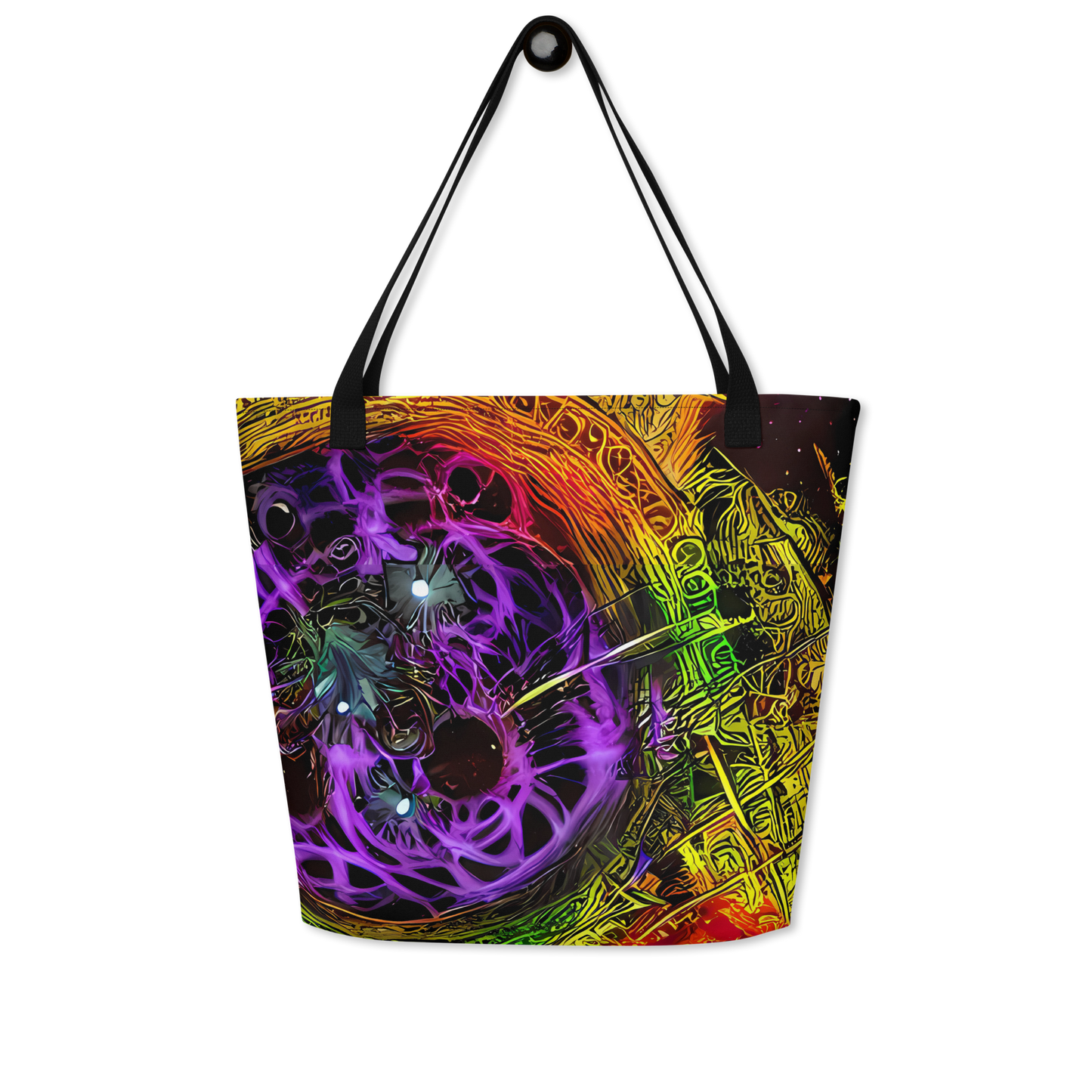 Large Tote Bag w/ Pocket - Neon Glyphworks