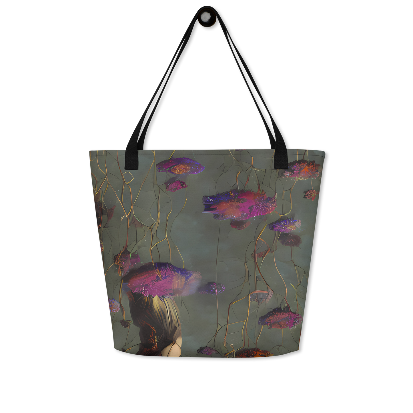 Large Tote Bag w/ Pocket - Ethereal Bloom