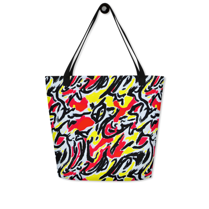 Large Tote Bag w/ Pocket - Cosmic Brushstrokes