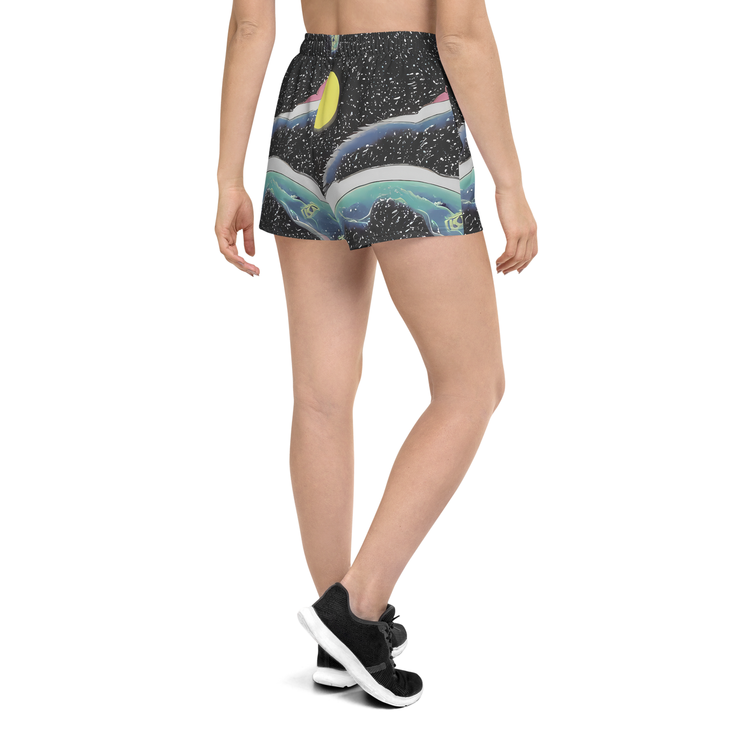 Women’s Athletic Shorts - Lunar Waves