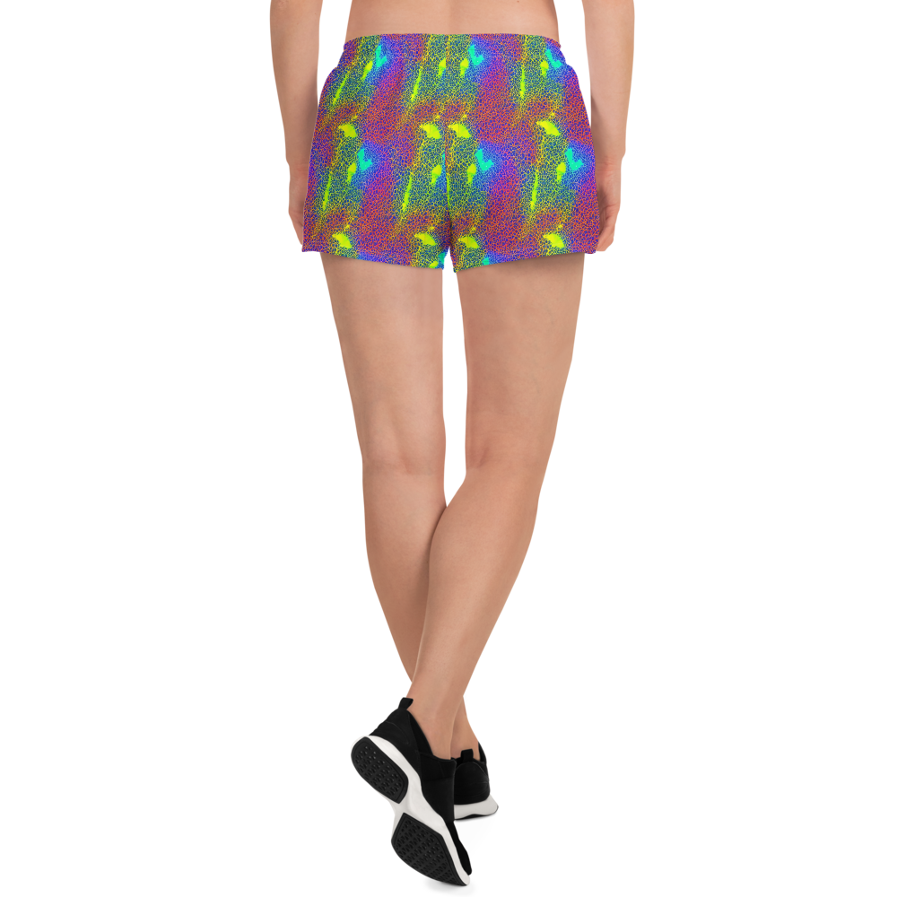 Women’s Athletic Shorts - Prismatic Web