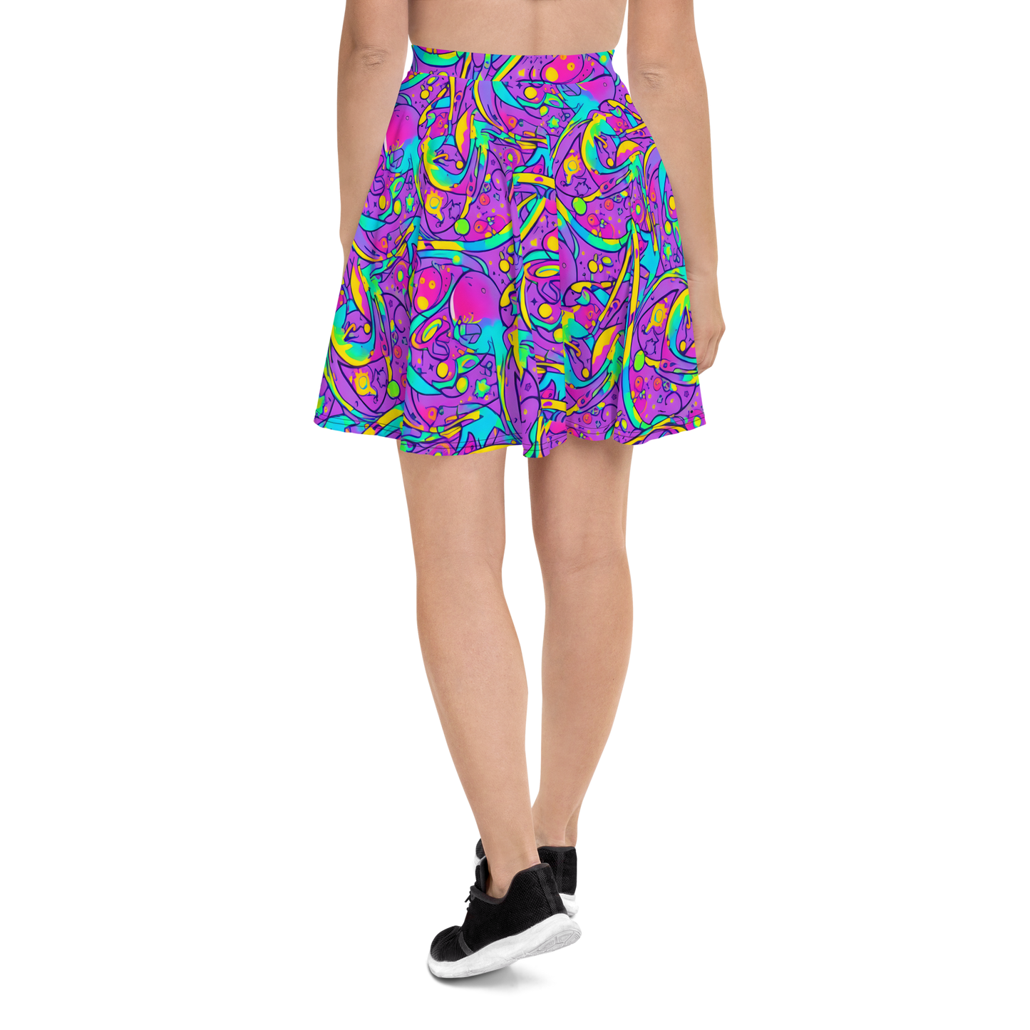 Skater Skirt - Neon Galaxy Whirl