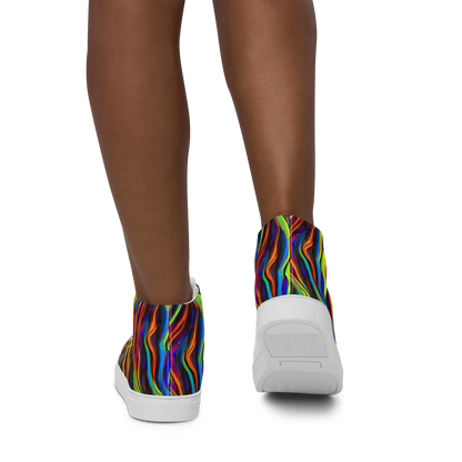Women's High Top Canvas Shoes - Celestial Waves