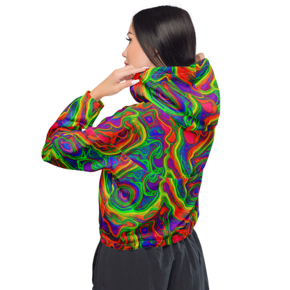 Women's Cropped Windbreaker - Psychedelic Waves