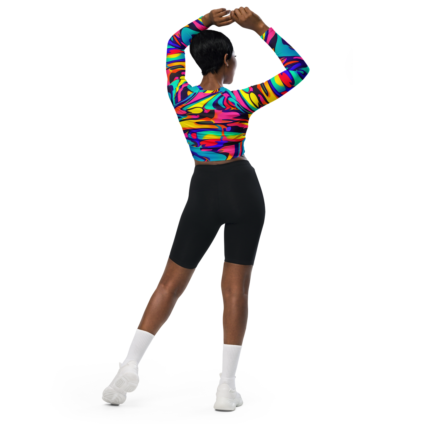 Long Sleeve Crop Top - Electric Ecstasy