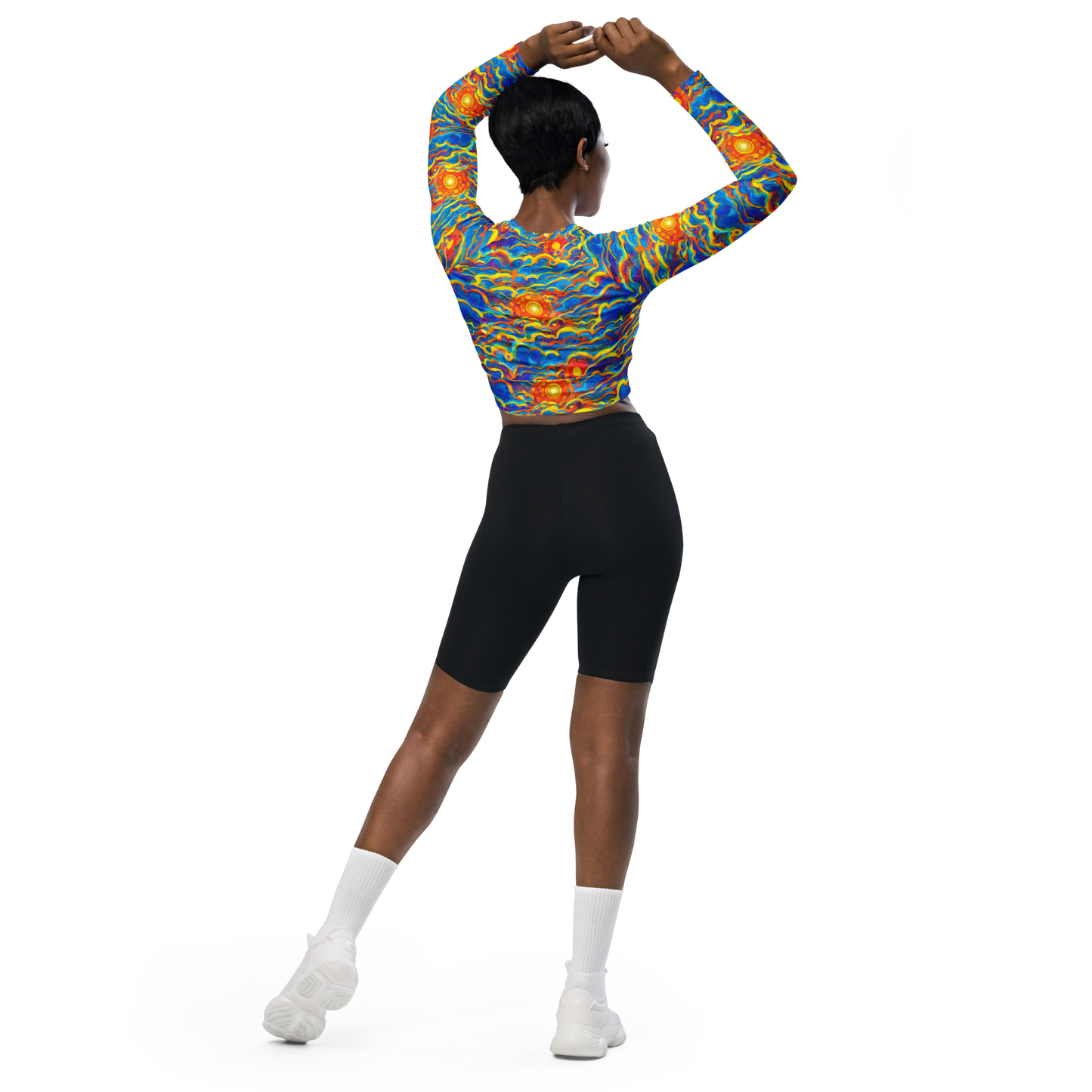 Long Sleeve Crop Top - Chroma Ripple