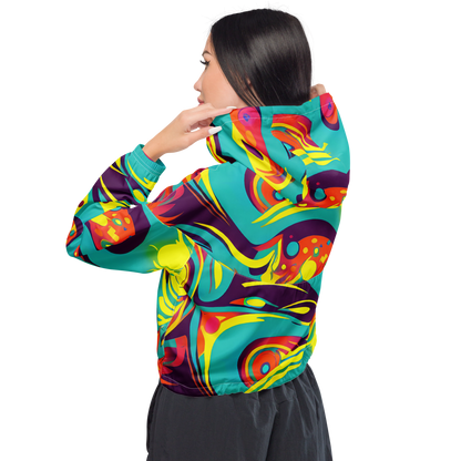 Women's Cropped Windbreaker - Retro Ribbon