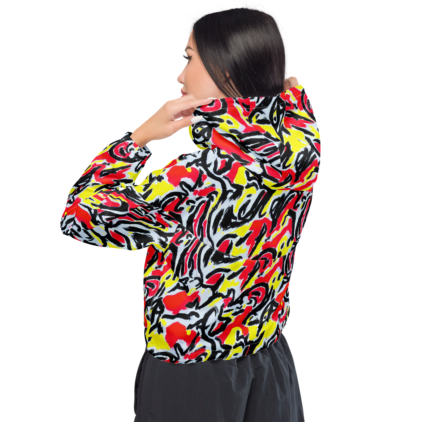 Women's Cropped Windbreaker - Cosmic Brushstrokes