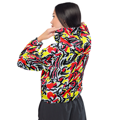 Women's Cropped Windbreaker - Cosmic Brushstrokes