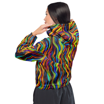 Women's Cropped Windbreaker - Celestial Waves