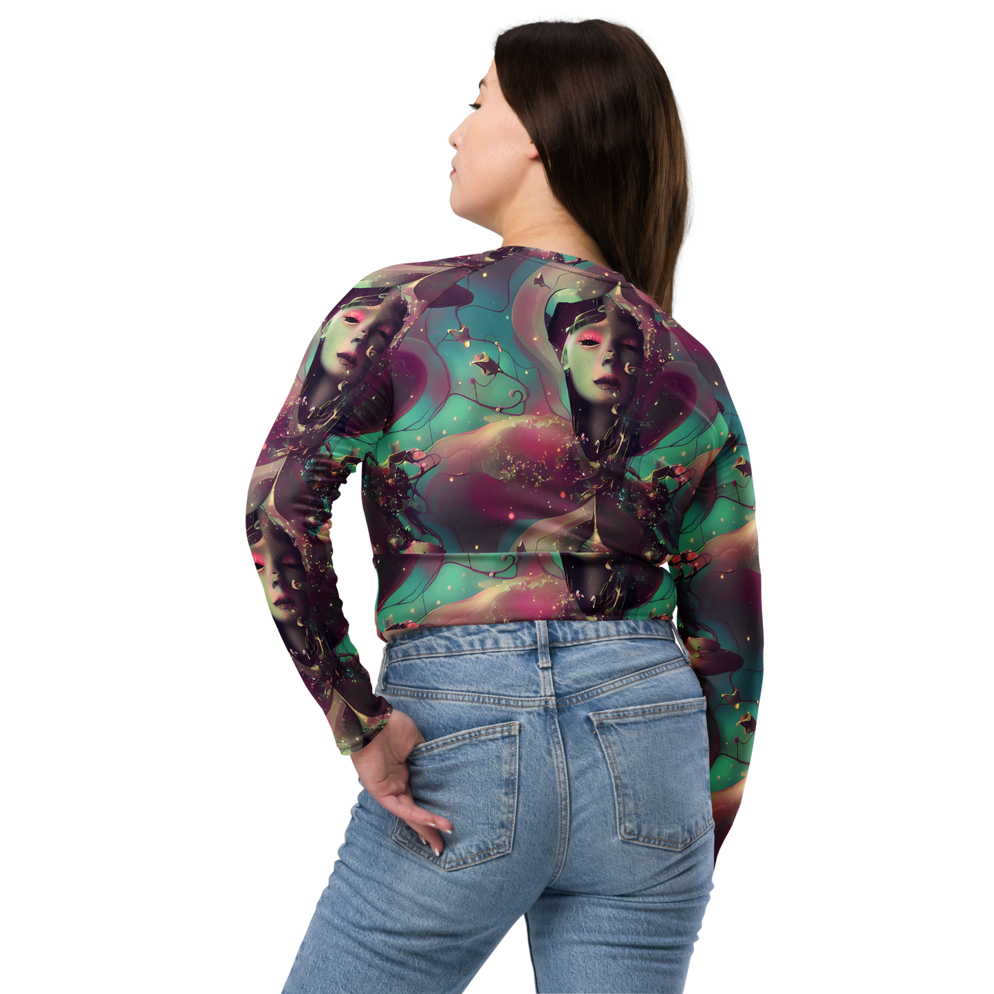 Long Sleeve Crop Top - Nouveau Galaxy