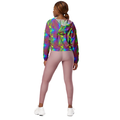 Women's Cropped Windbreaker - Prismatic Web
