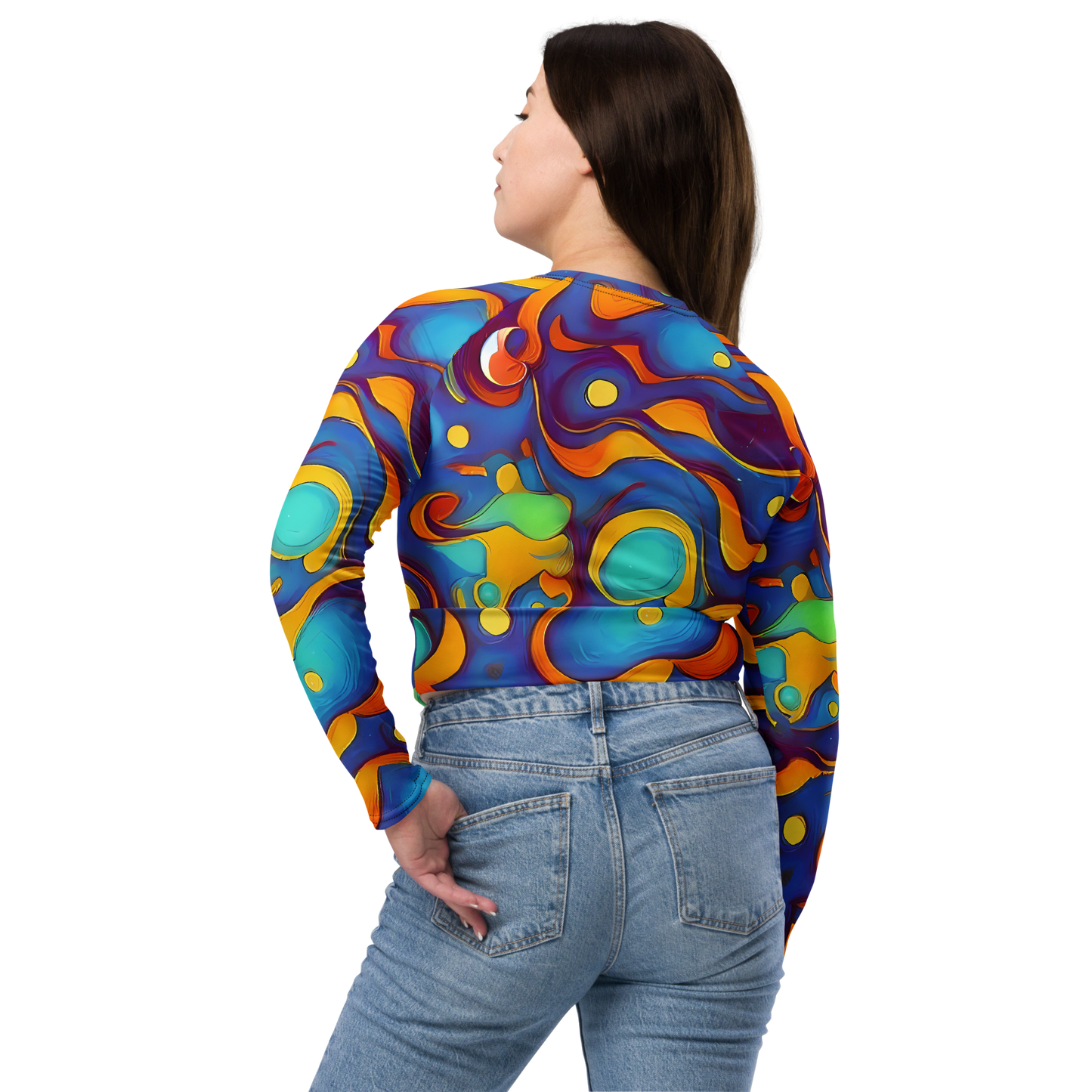 Long Sleeve Crop Top - Pelton Swirl