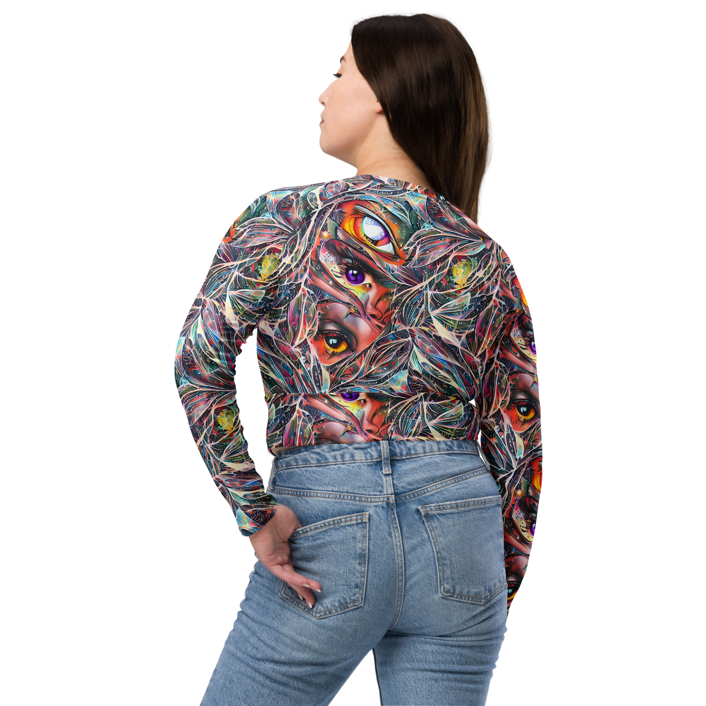 Long Sleeve Crop Top - Prismatic Reverie