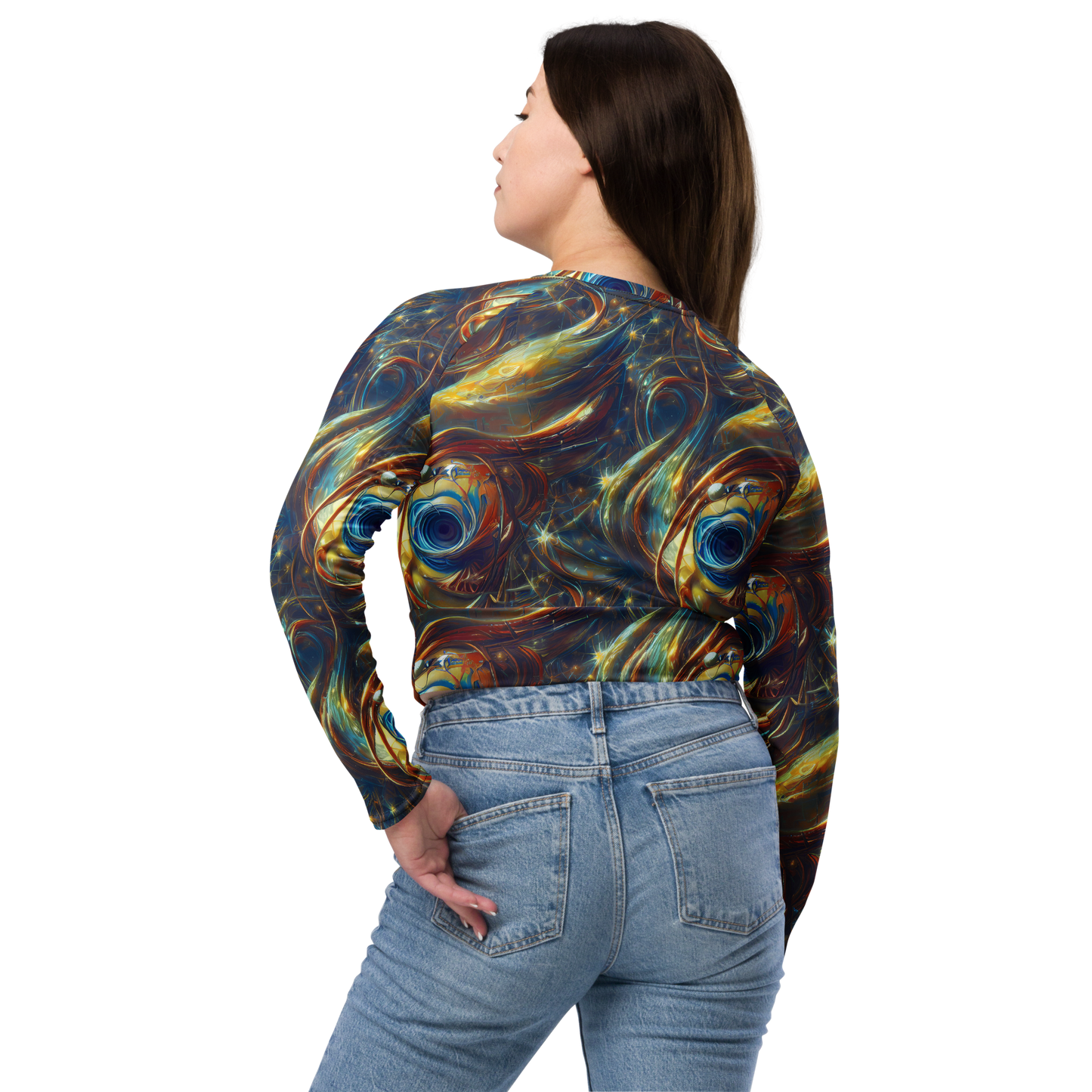 Long Sleeve Crop Top - Celestial Vortex