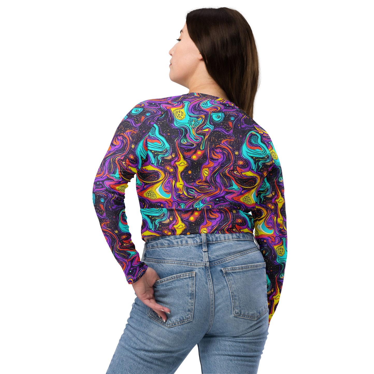 Long Sleeve Crop Top - Hutty Nebula