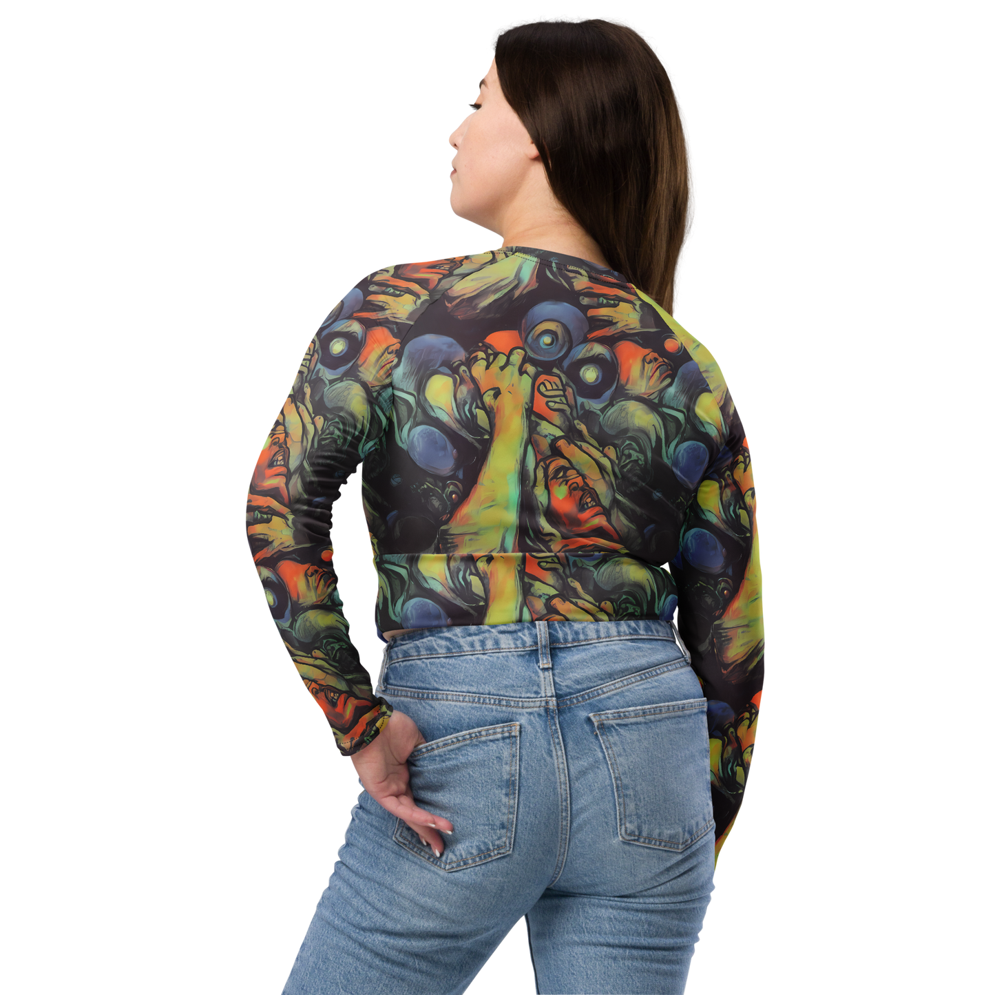 Long Sleeve Crop Top - Cosmic Scream