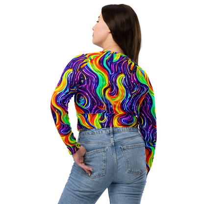 Long Sleeve Crop Top - Galactic Flames