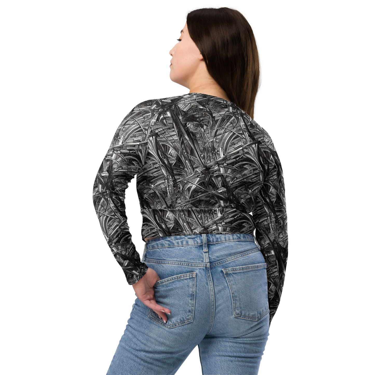 Long Sleeve Crop Top - Gothic Whirlwind