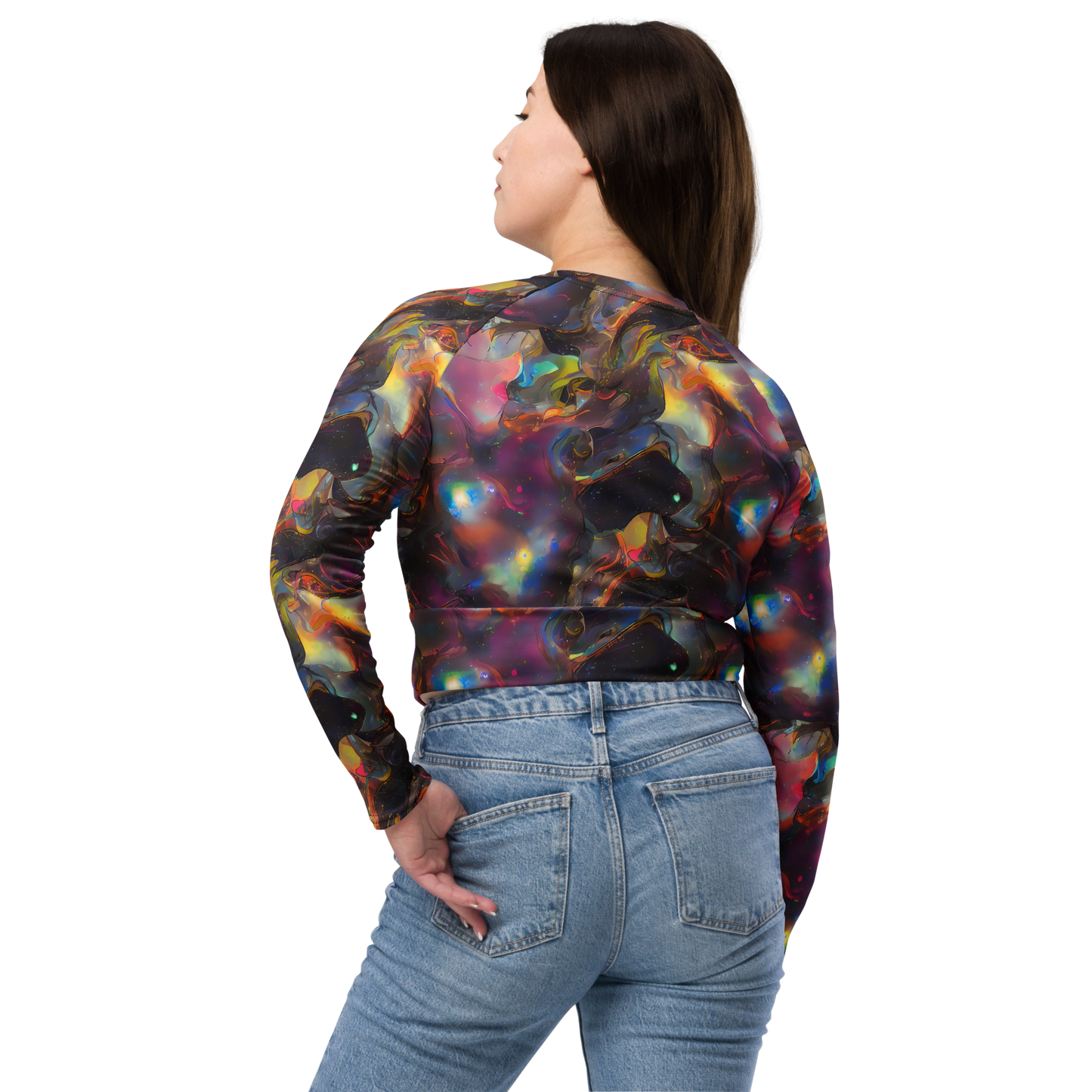 Long Sleeve Crop Top - Cosmic Fusion