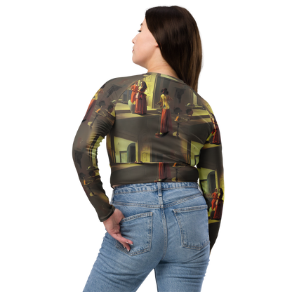 Long Sleeve Crop Top - Surreal Shadows