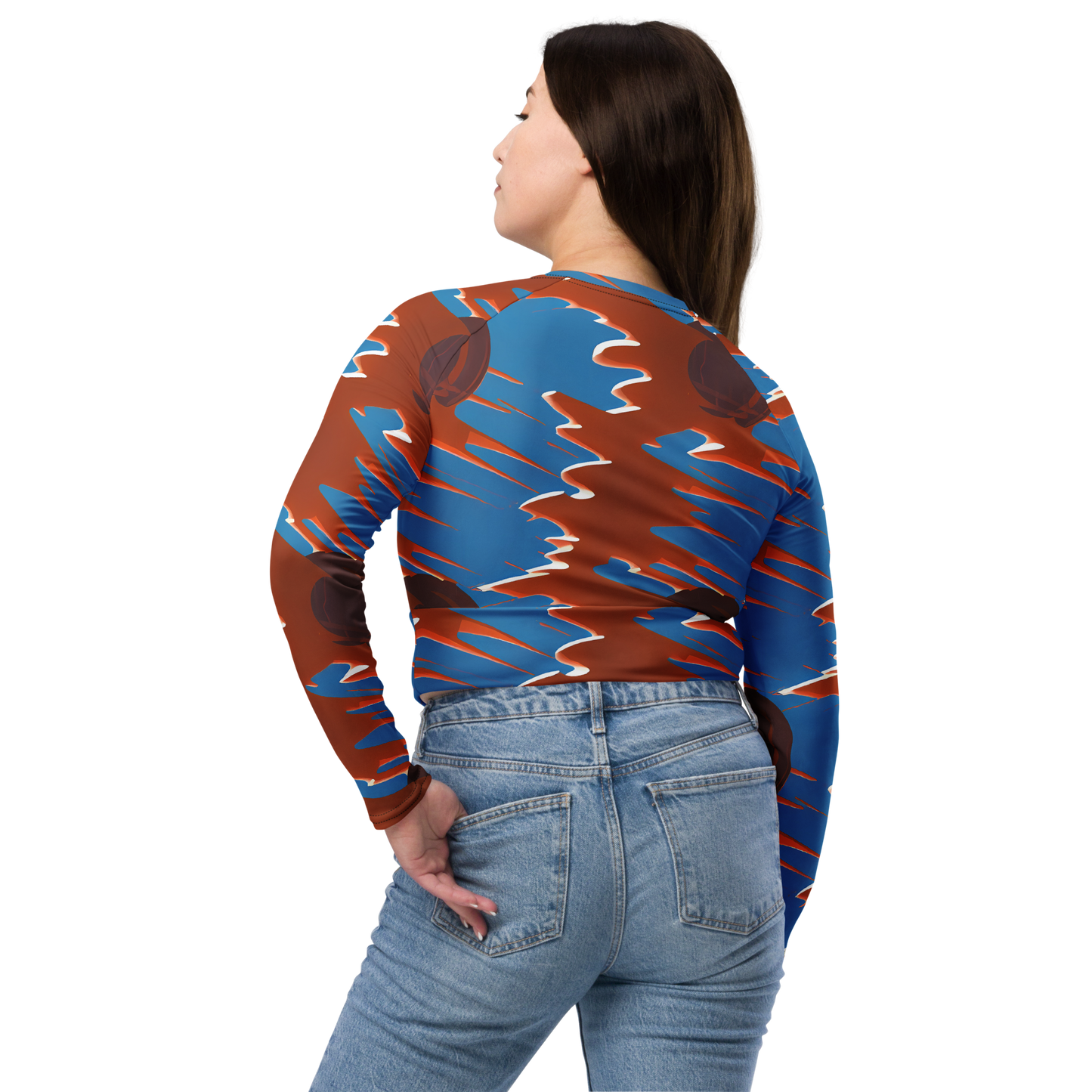 Long Sleeve Crop Top - Desert Vortex