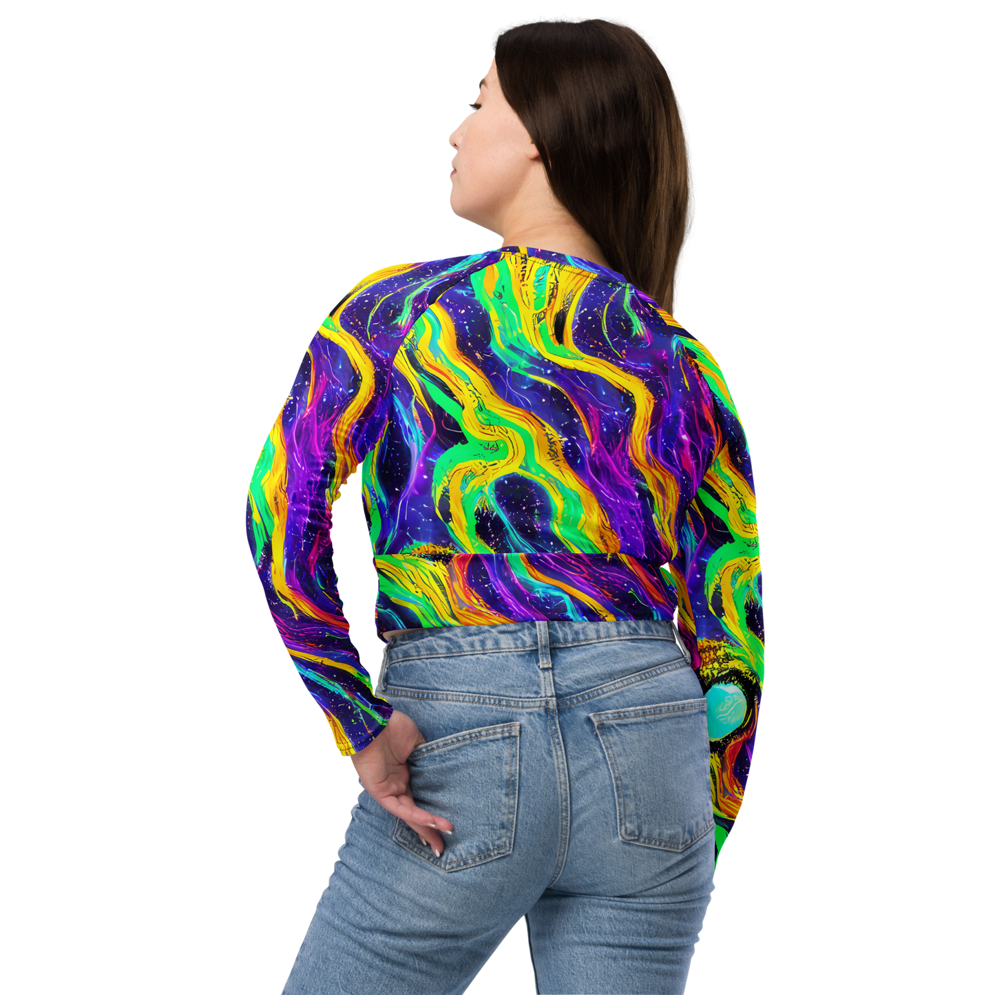 Long Sleeve Crop Top - Jackson Swirl