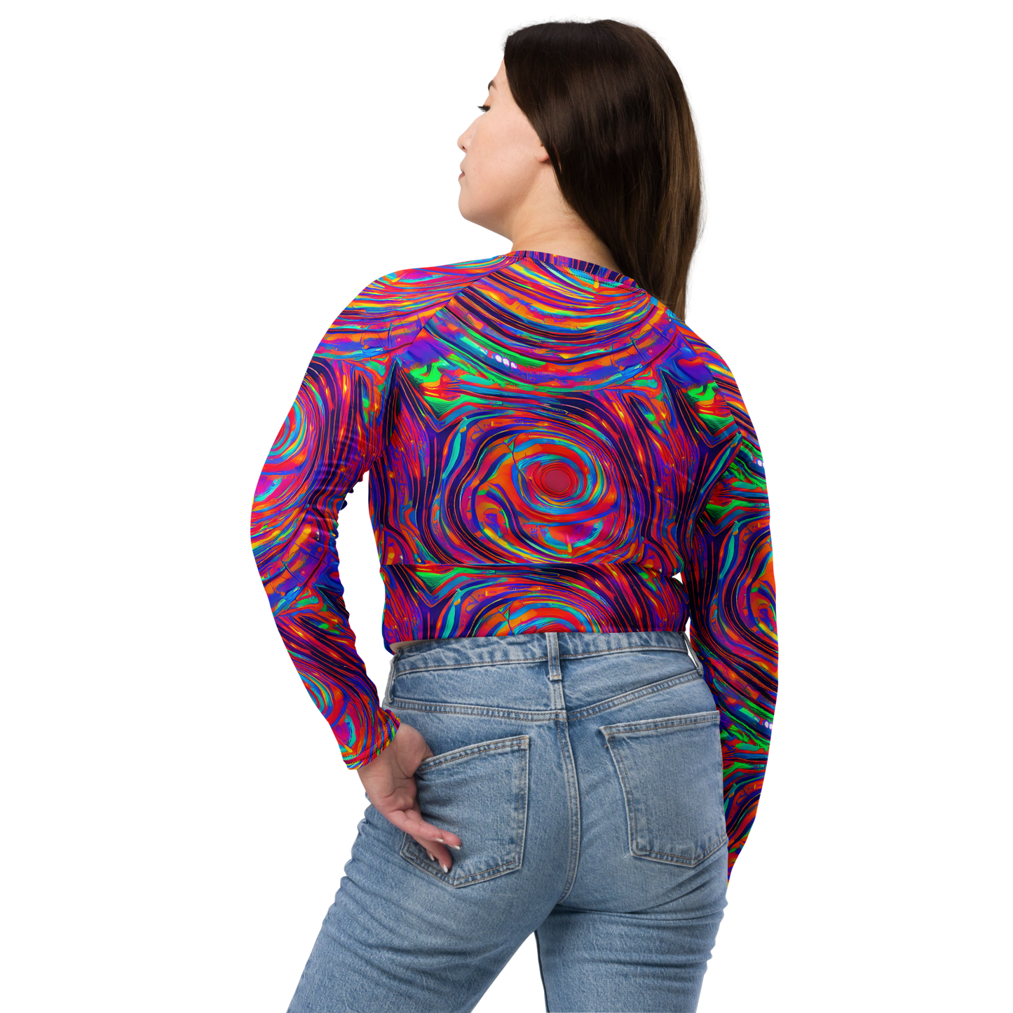 Long Sleeve Crop Top - Quantum Spiral