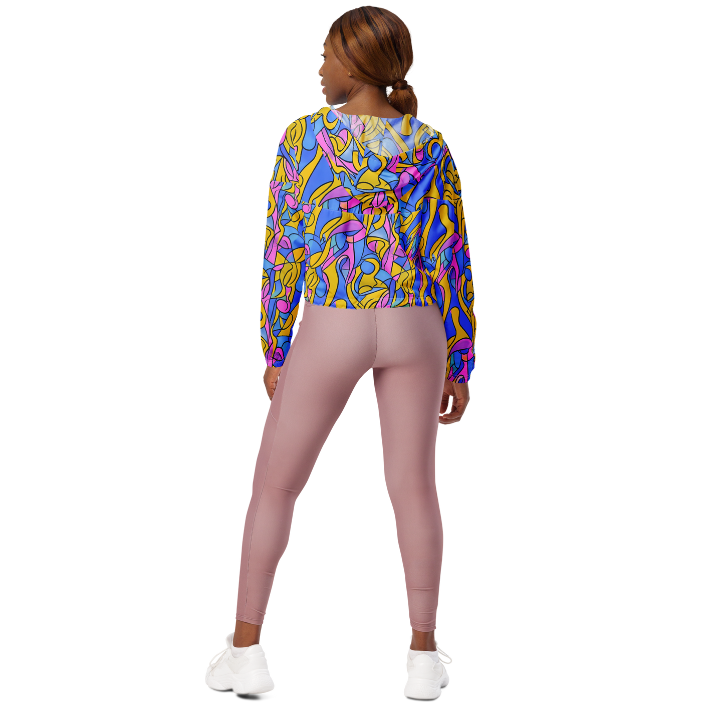 Women's Cropped Windbreaker - Cosmic Curves