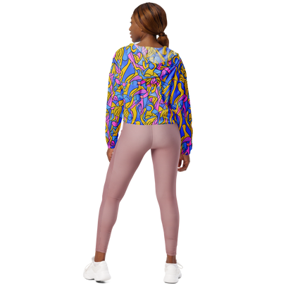 Women's Cropped Windbreaker - Cosmic Curves