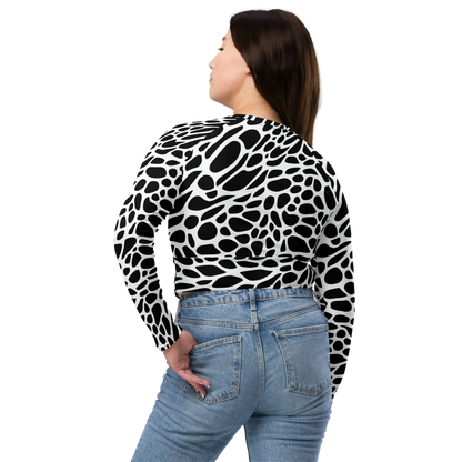 Long Sleeve Crop Top - Monochrome Mystique