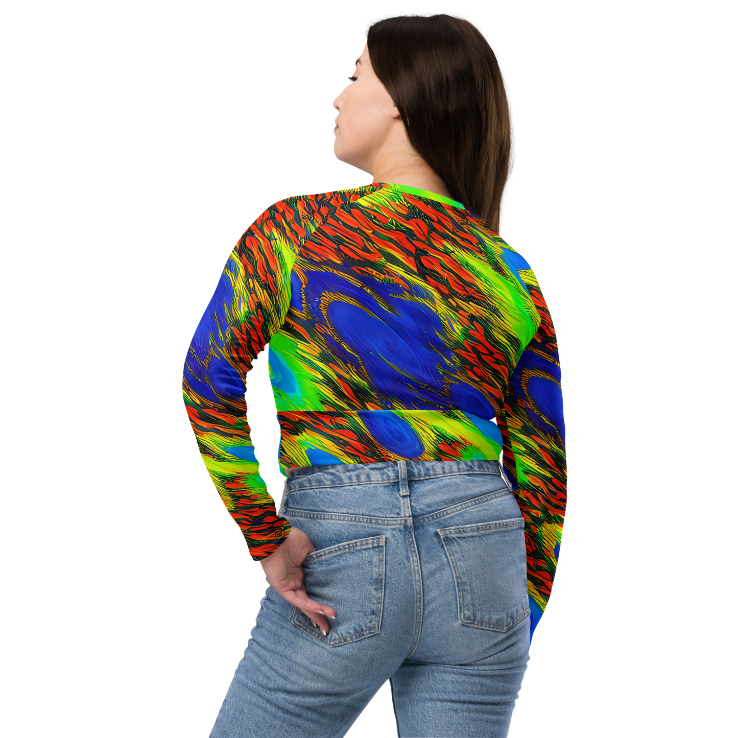 Long Sleeve Crop Top - Hodgkin's Blaze