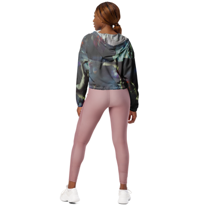 Women's Cropped Windbreaker - Cosmic Dancer