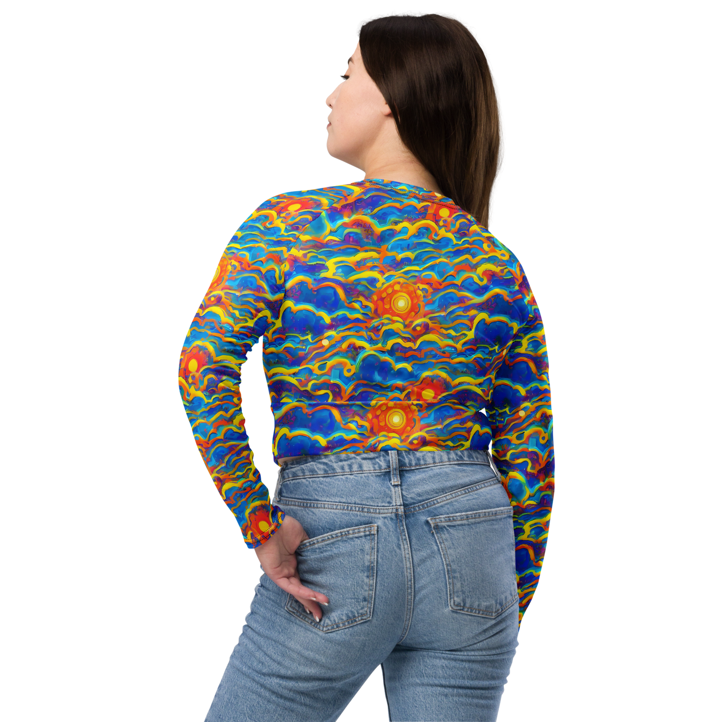 Long Sleeve Crop Top - Chroma Ripple