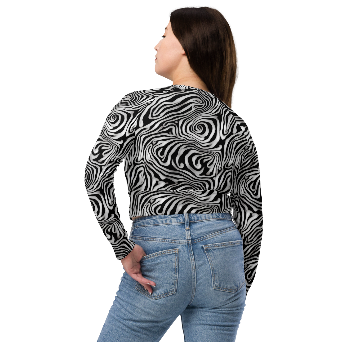 Long Sleeve Crop Top - Warped Cosmos
