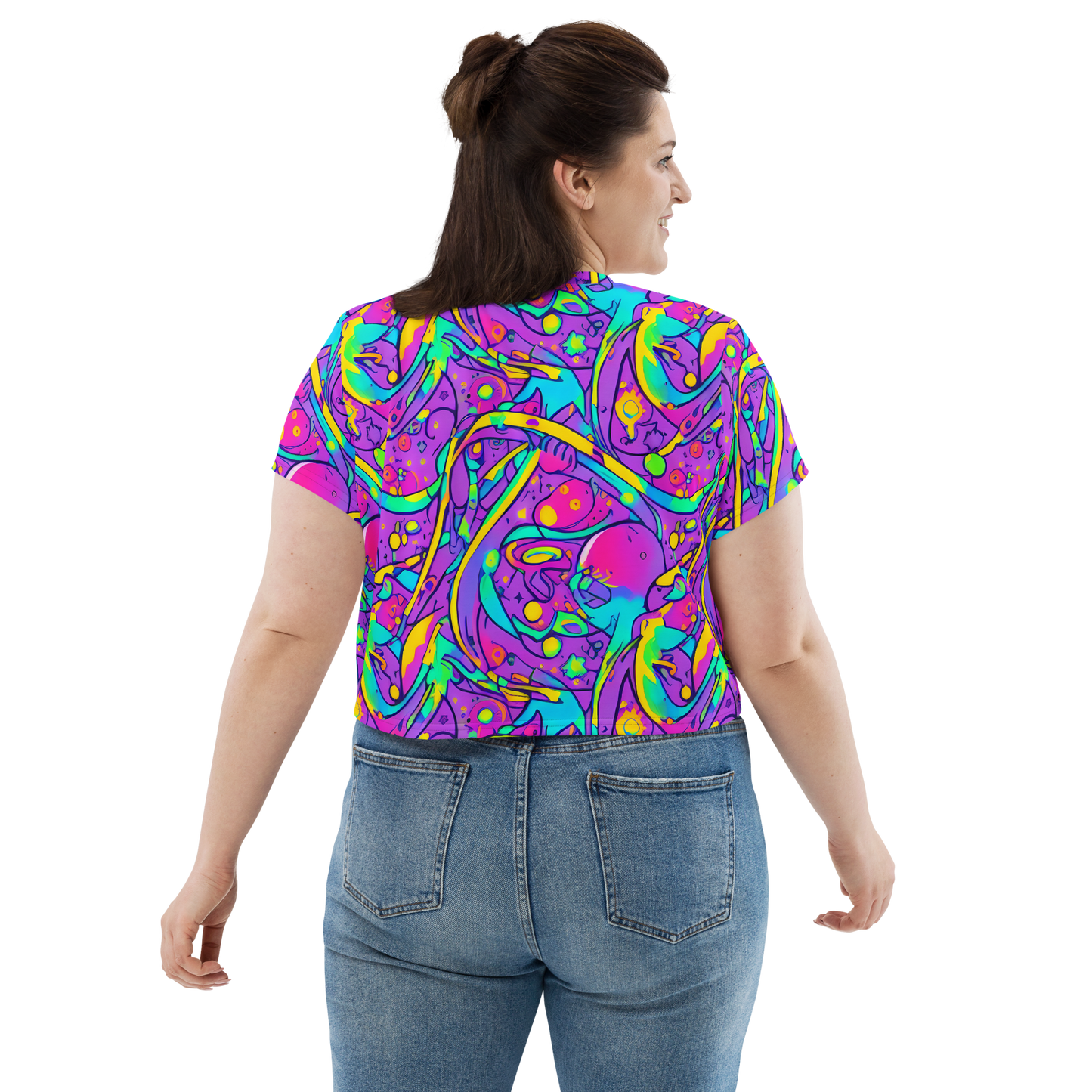 Women's Crop Tee - Neon Galaxy Whirl