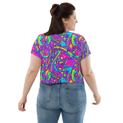 Women's Crop Tee - Neon Galaxy Whirl